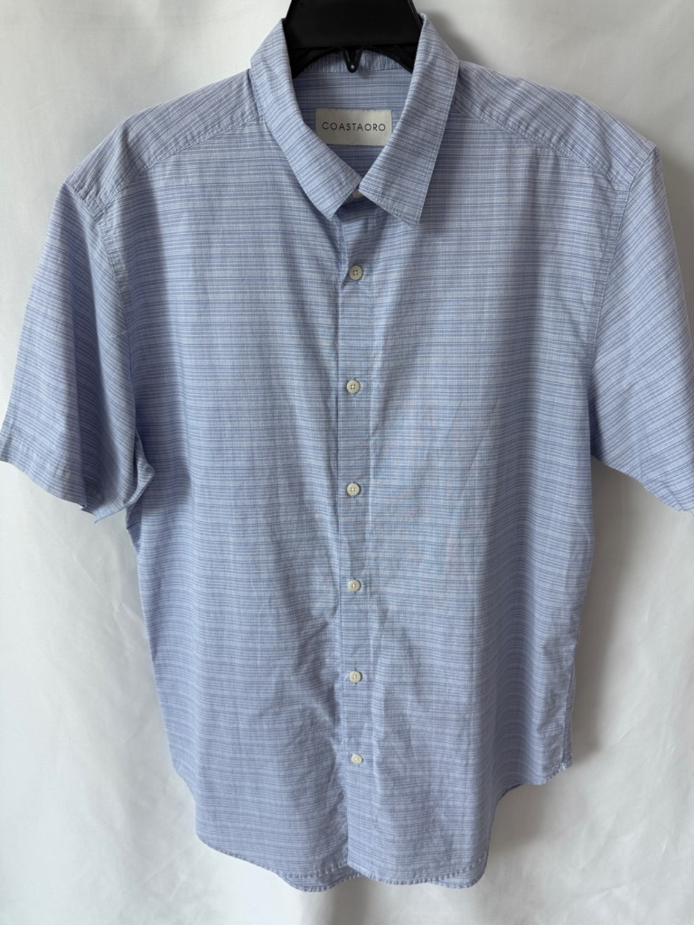 Coastaoro Light Blue Striped Short-Sleeve Button-Up Shirt